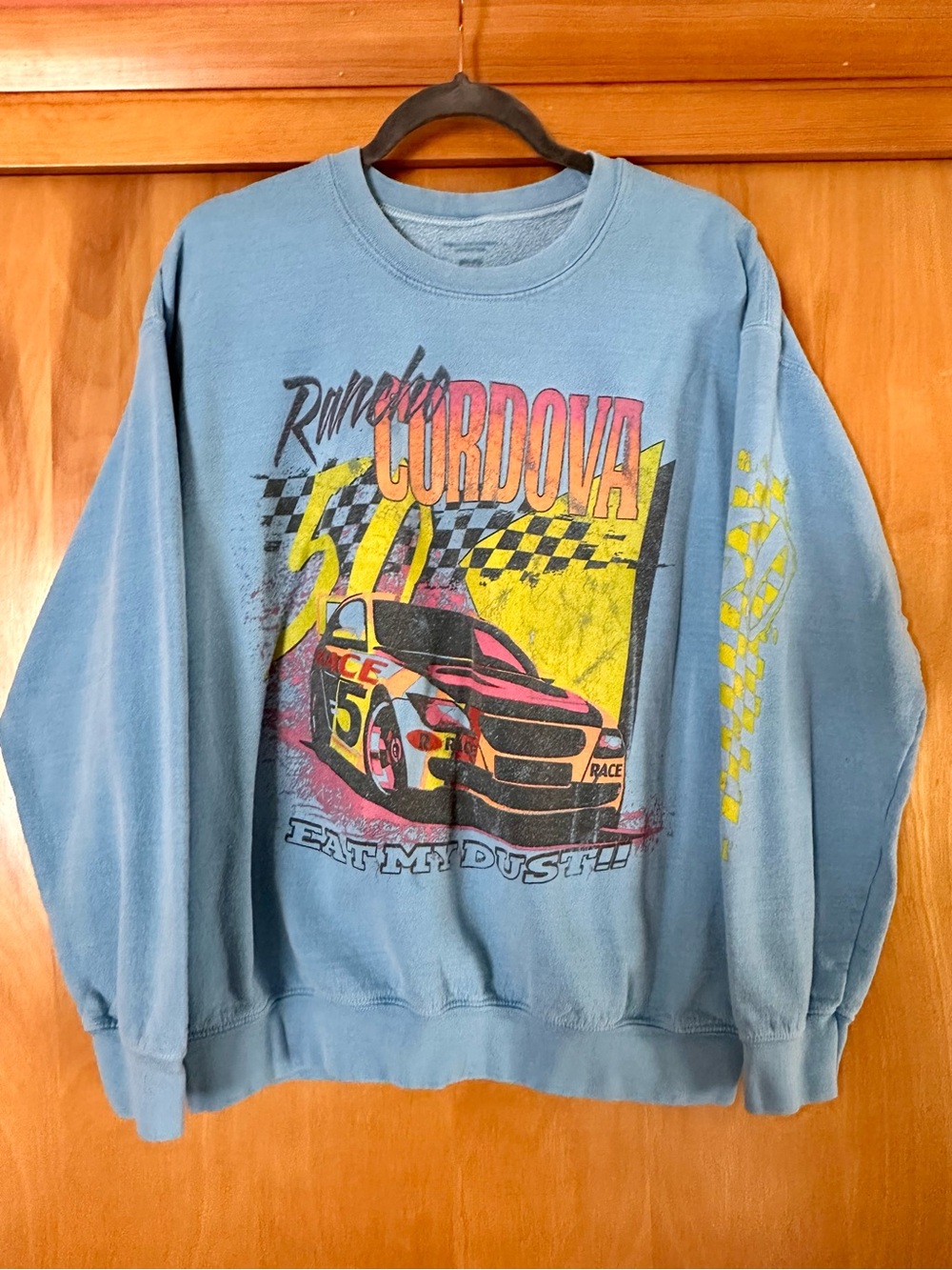 Urban Outfitters Cordova Race Graphic Crewneck Sweatshirt - Light Blue